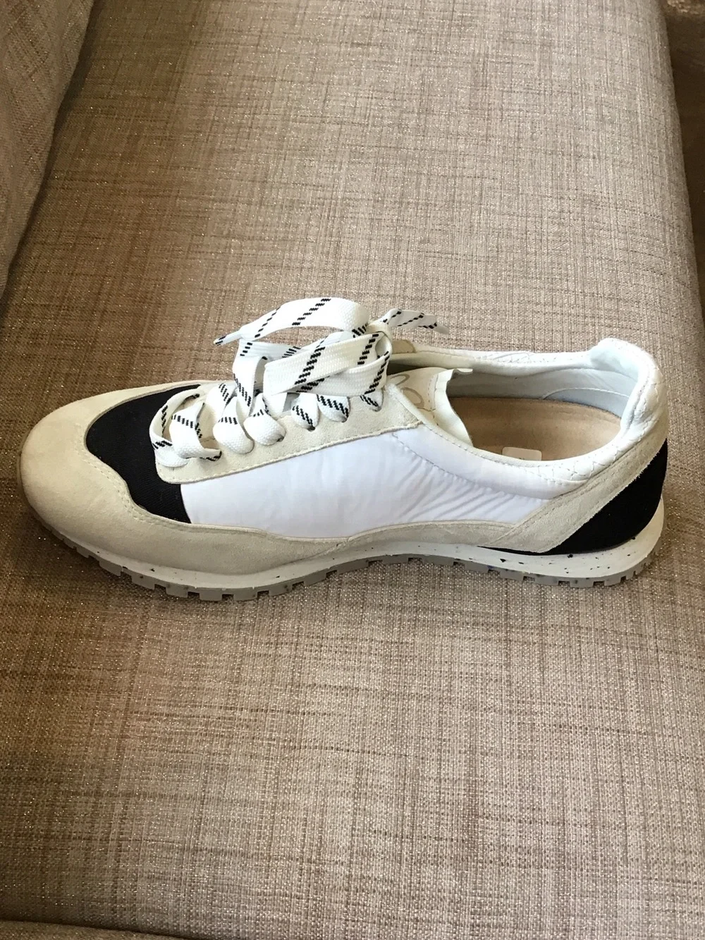 Vaneli White, Beige and Black Lace-Up Sneaker